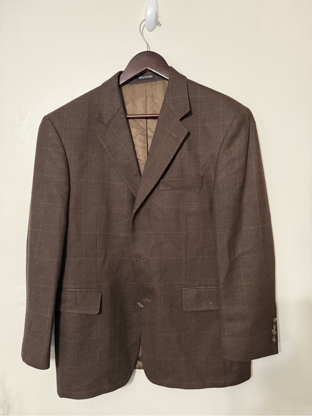Stafford Men's Chocolate Brown Windowpane Sport Coat